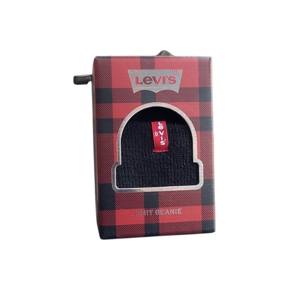NEW Men's Levi's Stocking Stuffer Classic Logo Patch Knit Beanie - Black